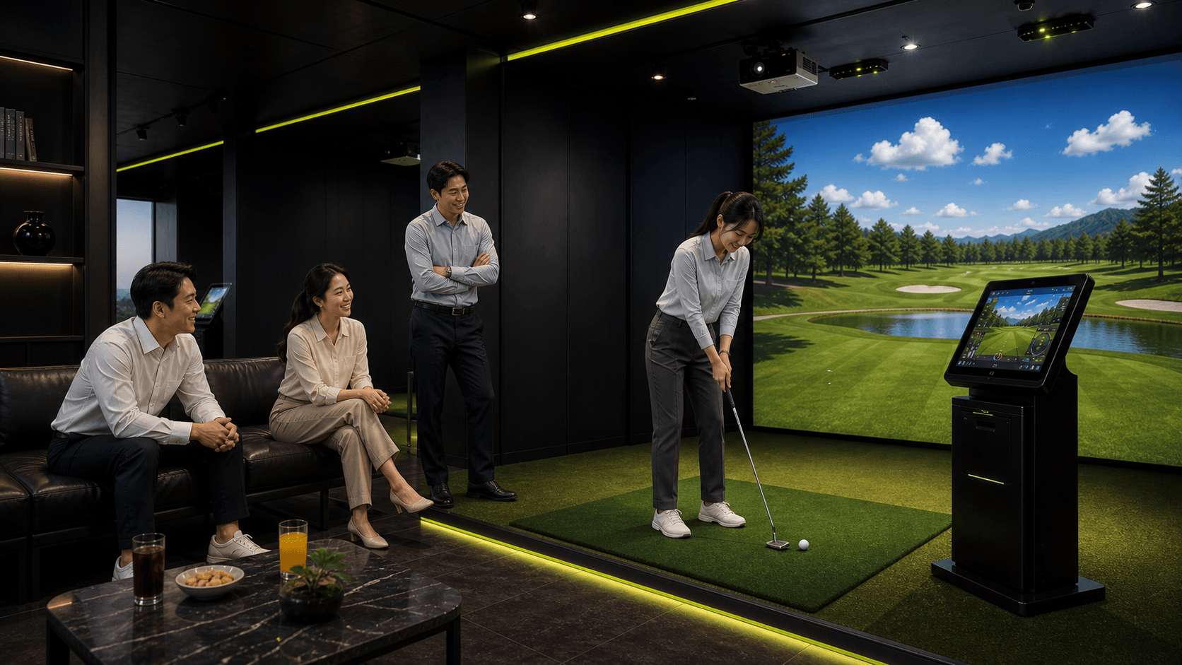 직장인 그룹이 라운딩을 즐기는 VR FIELD 서울 강남점