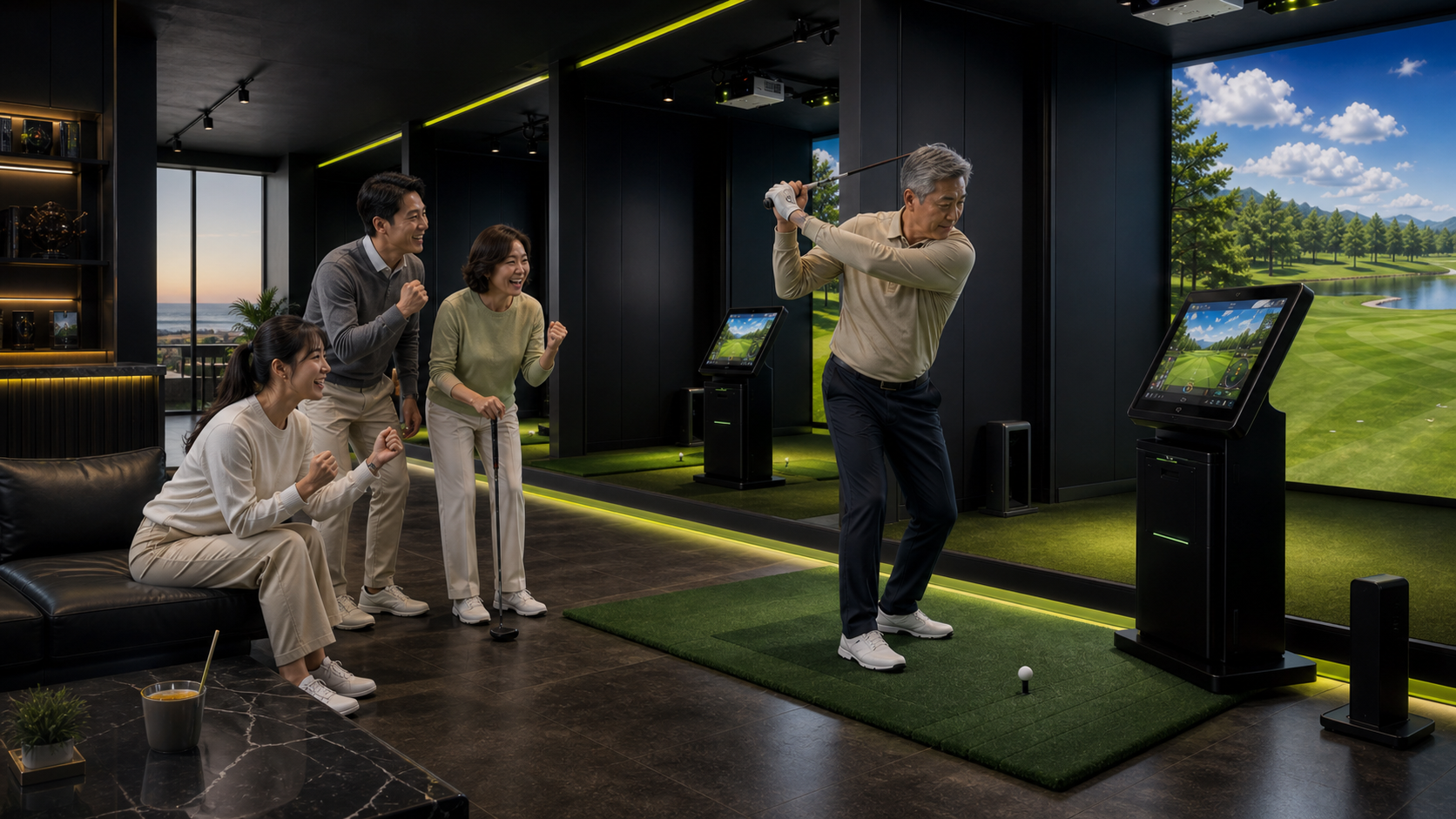 친구 모임이 라운딩을 즐기는 VR FIELD 부산 해운대점