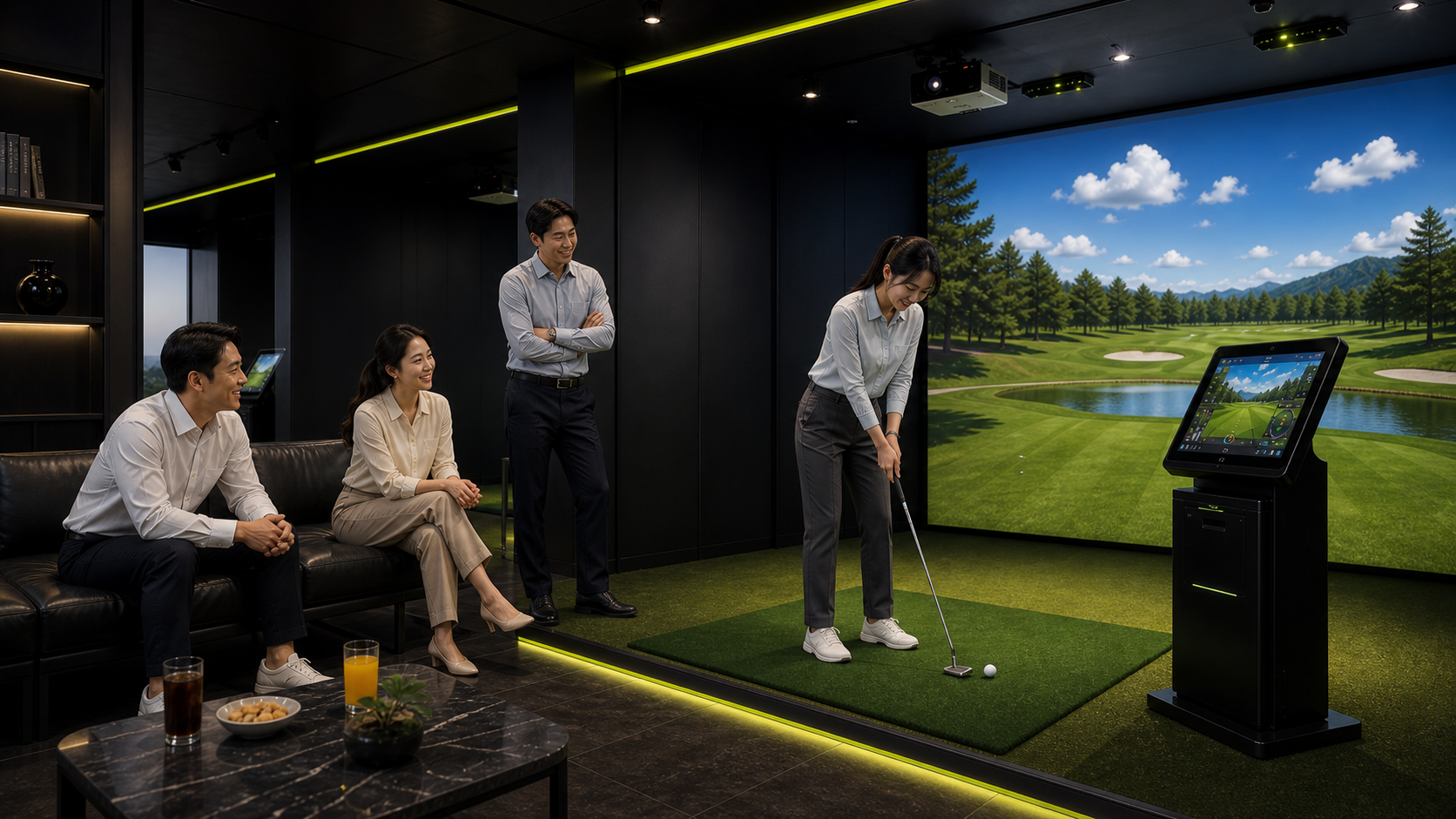 직장인 그룹이 라운딩을 즐기는 VR FIELD 서울 강남점